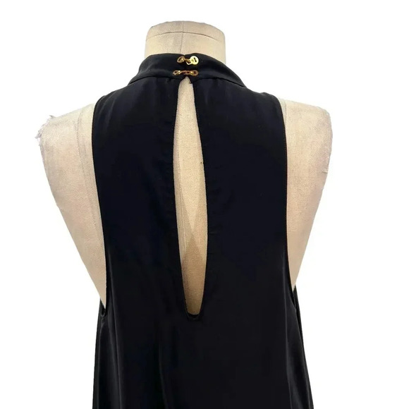 Amanda Uprichard Mini Dress Sleeveless Choker Neck Keyhole Silk Black Size Large - Picture 7 of 11